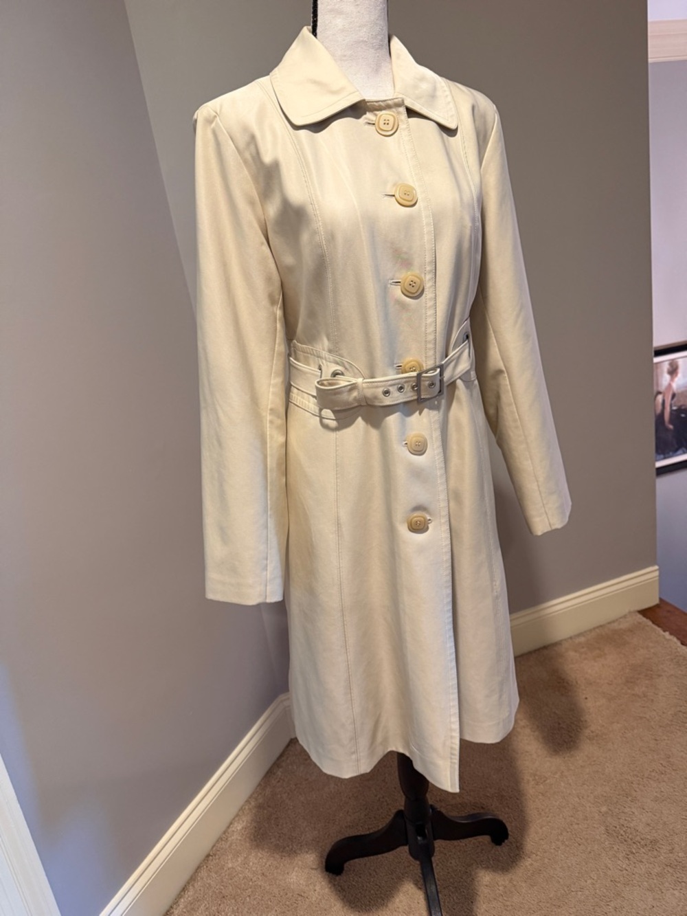 Madison Cream Belted Single-Breasted Trench Coat